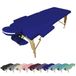 Vivezen Table de massage pliante 2 zones en bois avec panneau reiki + accessoires et housse de transport - Bleu azur