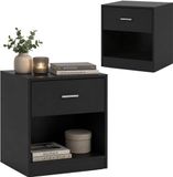 Merkloos Relaxdays Nachtkastje - set van 2 - met lade - 41x39x28 cm - zwart
