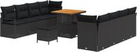 vidaXL Tuinbank Set Zwart Polyrattan