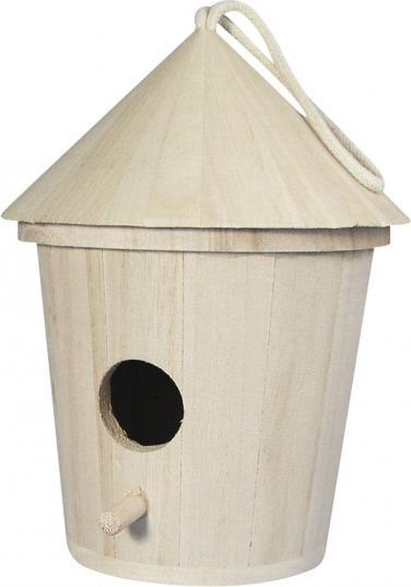 Rayher Hobby Set van 2x stuks Houten vogelhuisjes 16 cm - multi