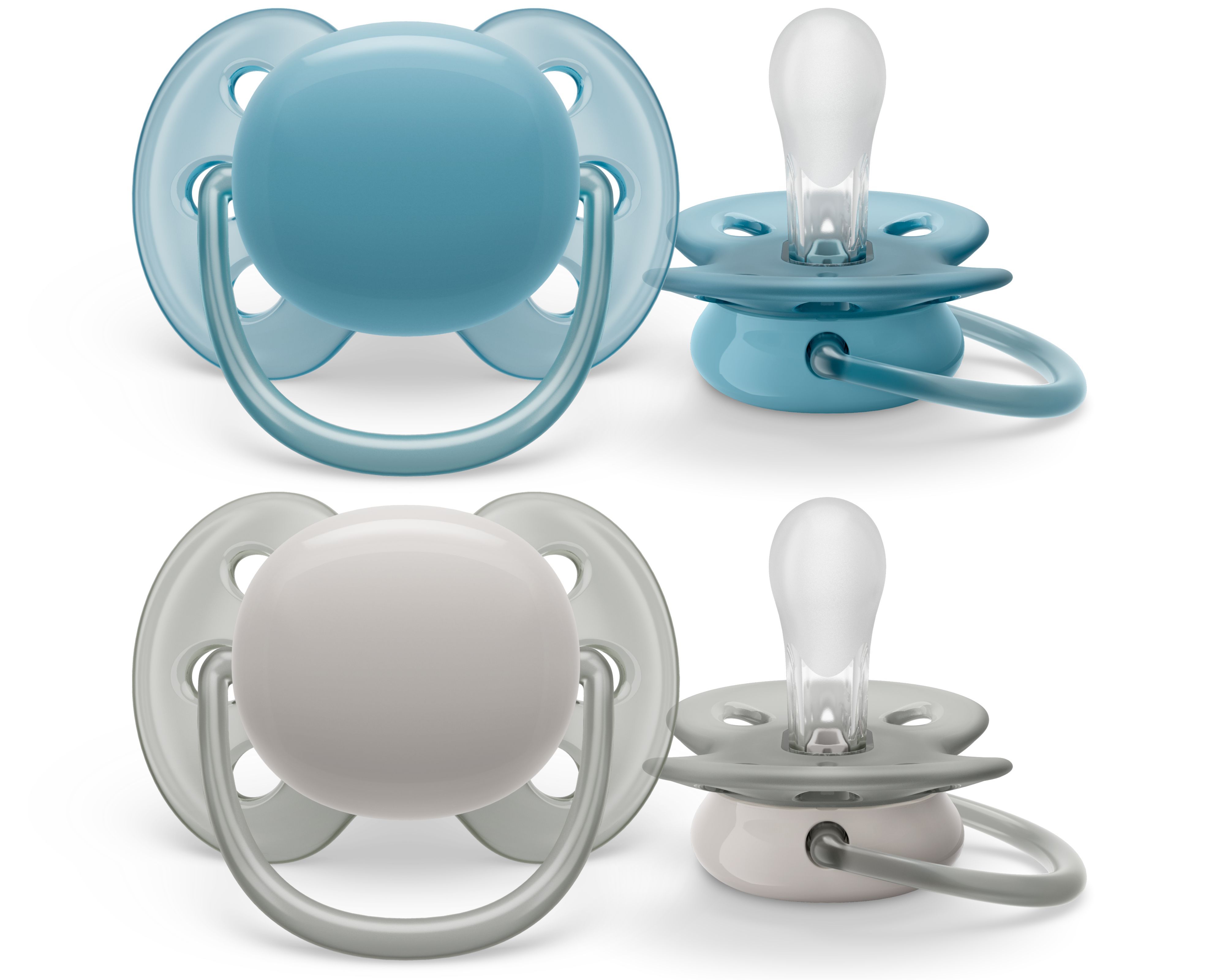 Philips Avent Ultra Soft Fopspeen - 6-18 Maanden - 2 stuks - Blauw/Grijs - SCF091/17