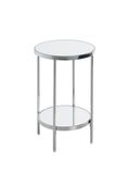 HAKU Bijzettafel rond chroom metaal poten met verstelmogelijkheid spiegel 5 mm sofatafel ronde salontafel - Maat: H 46 cm x Ø 28 cm, Stijl: Art Deco