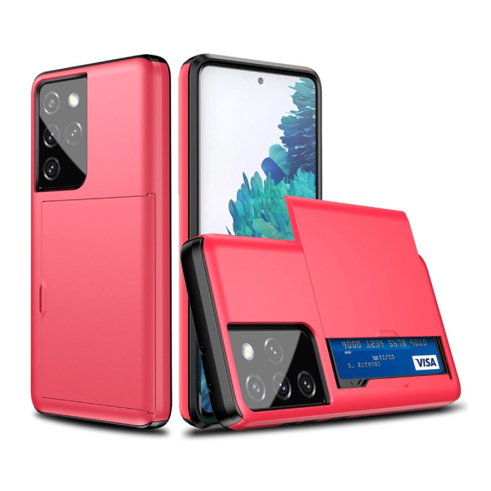 VRSDES VRSDES Samsung Galaxy J2 - Wallet Card Slot Cover Case Hoesje Business Rood