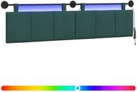 vidaXL Hangend hoofdbord Met LED-verlichting Donkergroen Stof
