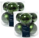 Decoris Kerstballen - 12x stuks - donkergroen - glas - 8 cm - Glans/glanzende - Kerstboomversiering donkergroen