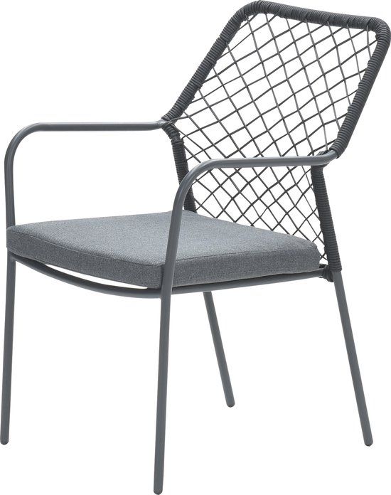Garden Impressions Dido Dining Tuinstoel - Donker Grijs/Zwart - Aluminium - Met Armleuning