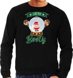 Bellatio Decorations Foute Kersttrui/Sweater Heren - Kerstman Sneeuwbol - Zwart - Shake Your Booty XL