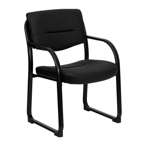 Flash Furniture Lederen zijstoel, zwart