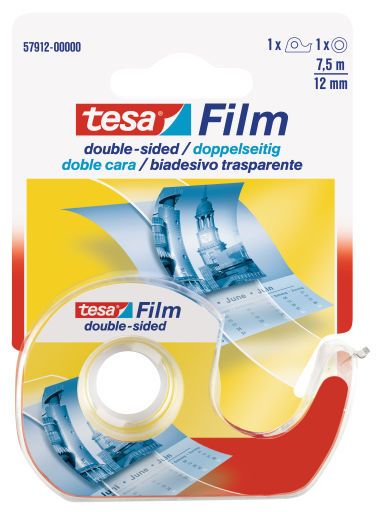 Tesa Dubbelzijdige plakband film 12 mm x 7,5 m - Transparant - 1 stuk