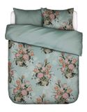 Essenza Tulip Bloom Dekbedovertrek Katoensatijn Surf green - Tweepersoons – 200x200/220 cm