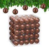 Relaxdays kerstballen set van 100 - Ø 6 cm - mat - kunststof - bruin