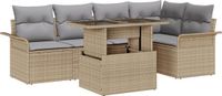 vidaXL Tuinbank Set 6-delig Beige Polyrattan