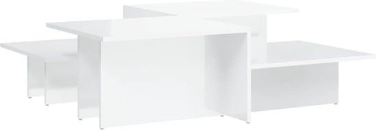 vidaXL Salontafels - Set van 2 - Bewerkt Hout - Hoogglans Wit