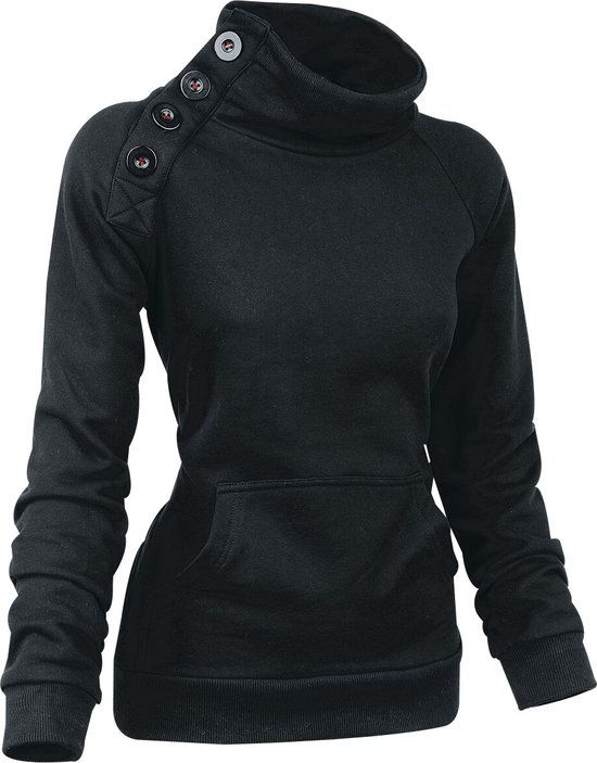 R.E.D. by EMP R.E.D. Rock-Engineered Design Zwart sweatshirt met knoopdetail - Dames - L
