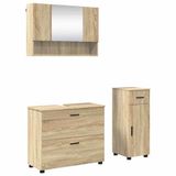 vidaXL Badkamermeubel Set 3-delig Sonoma Eiken Hout en Metaal