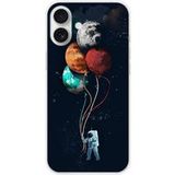 Cosmonaute aux ballons Bedrukt siliconen hoesje compatibel met Apple iPhone 16 Plus