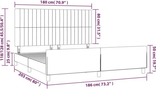 vidaXL Bedframe met hoofdeinde fluweel zwart 180x200 cm