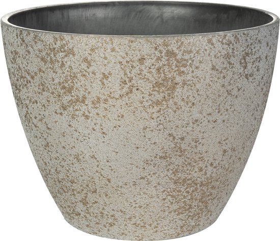 Ter Steege Bloempot/plantenpot - buiten/binnen - beige/goud - D13/H12 cm - kunststof/steenmix