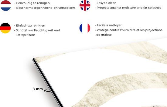 KitchenYeah Keuken Spatscherm 100x65 cm - Bladeren Pastel Design Aluminium