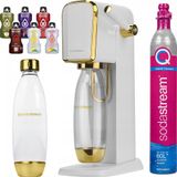 SodaStream waterbron Art, blanc avec accents dorés, incluant cylindre CO2 et sirop Bolero
