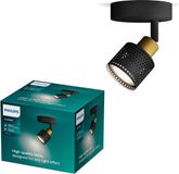 Philips Niall Spot - Spot mural - Noir avec design doré - Douille GU10 LED