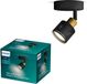 Philips Niall Spot - Spot mural - Noir avec design doré - Douille GU10 LED