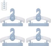 JSF Meegroeiende kinderkleerhangers, set van 20 stapelbare kleerhangers met beerhaken, antislip babykleerhanger voor kinderkleding, babygarderobe, ruimtebesparend (blauw + wit)