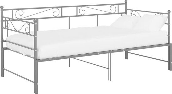 vidaXL Slaapbank uittrekbaar metaal grijs 90x200 cm