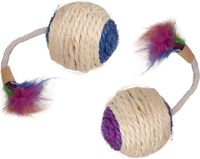 Flamingo Balle en sisal hochet avec plume - Jouets pour chat - 6,5 cm - Mutli