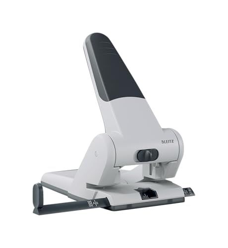 Leitz 51800084 Heavy Duty Perforator, Capaciteit tot 65 Vellen, 2-Gaats, Aluminium, Zilverkleurig