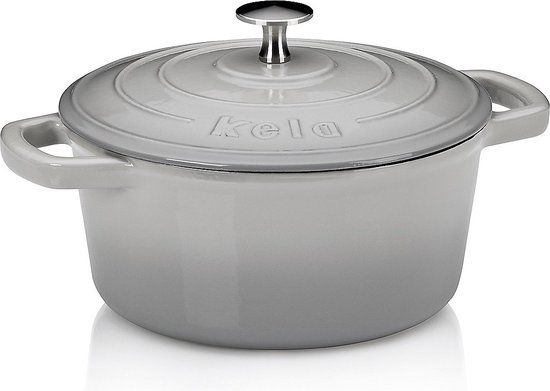 Kela Calido Braadpan - 21 cm - Gietijzer - Grijs - Rond - 2.5L - Met Deksel