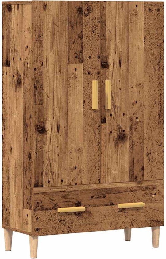 vidaXL Hoge kast 70x31x115 cm bewerkt hout oud houtkleurig