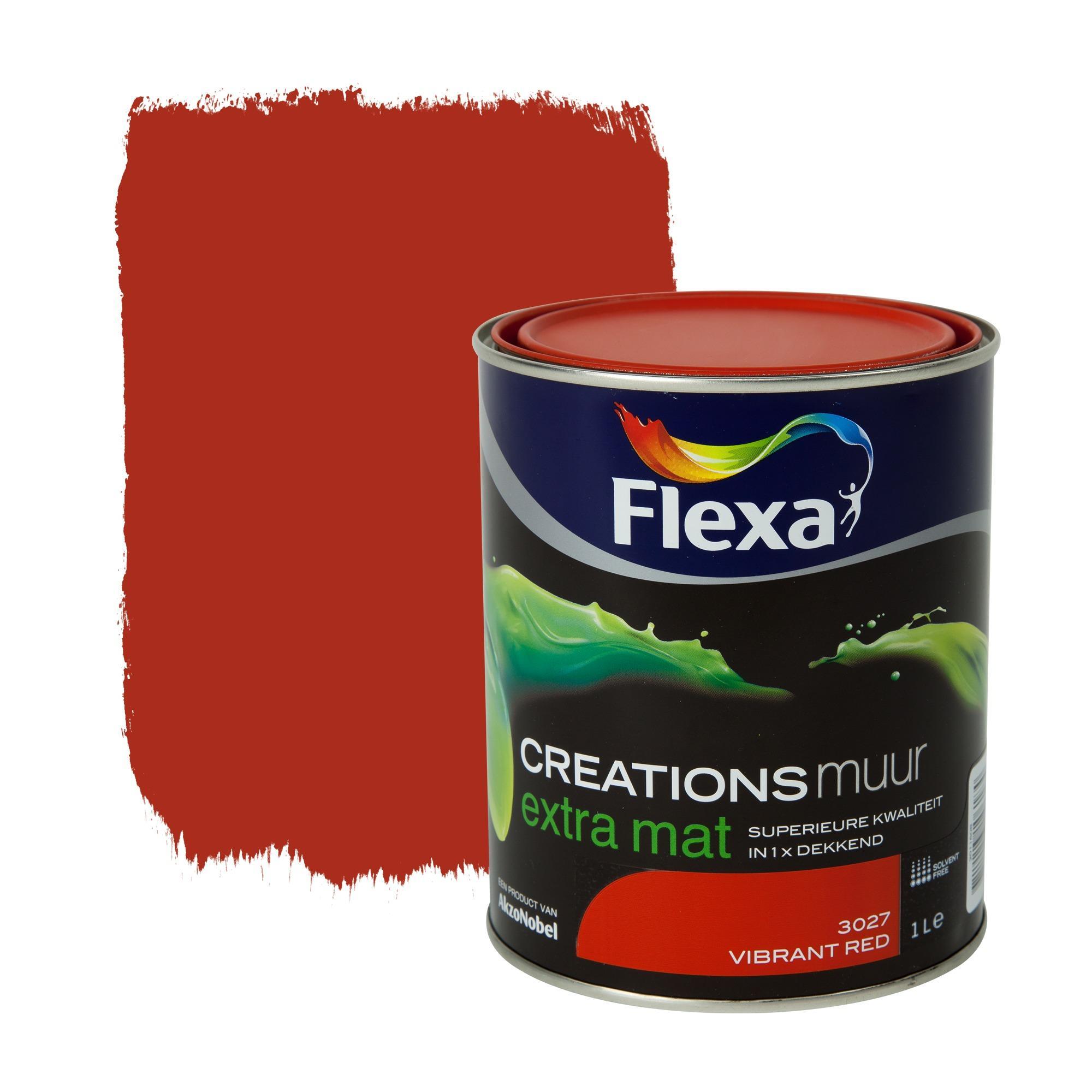 FLEXA Creations muurverf vibrant red mat 1 liter
