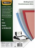 Fellowes A4 transparante pvc-bindhoezen, transparante beschermvellen van 200 micron met gladde afwerking, 100-40% gerecycled materiaal, compatibel met kam en draadbinding