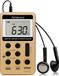Retekess V112 Radio portable, AM FM mini radio, stations de mémoire, batterie rechargeable, radio de poche avec écouteurs(Golden)