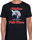 Bellatio Decorations Trump Christmas is fake news fout Kerst shirt - zwart - heren - M