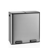 hjh OFFICE Afvalbak / afvalscheidingssysteem Clean 13 S - 60L (2x30L) roestvrij staal zilver