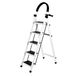 Escalier pliant à 5 marches, en acier avec poignée de maintien, surfaces de marche antidérapantes, capacité de charge jusqu'à 150 kg, idéal pour les cuisines, les bureaux, les ateliers