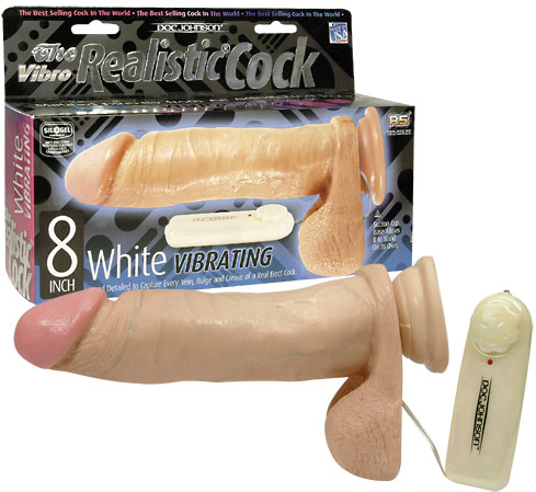 Doc Johnson DildoVibrator Realistic Cock 8 inch flesh - 0782421166304
