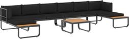 vidaXL Ensemble de salon d'angle de jardin 5 pièces avec coussins aluminium et HKC