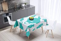 Bonamaison Tafelkleed, Anti-Mold, Sneldrogend, Waterdicht, 100% Polyester Tafellaken, Turkoois, wit, 140 x 140 Cm