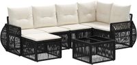 vidaXL Tuinbankenset 7-delig Zwart en Crèmewit Polyrattan