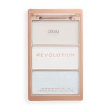 Revolution Highlight Icon Palette, Trio van Crème, Poeder en Shimmer, Opbouwbaar Pigment om te Highlighten, White Wishes, 2.8g
