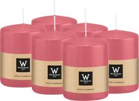 Wiedemann bougie cylindrique/bougie pilier - 6x - rose - 6 x 8 cm - 29 heures de combustion - bougies cylindriques