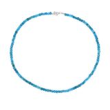 Cavill - Zilveren Halsketting - 925 Sterling Zilver - Neon Blauwe Apatiet 62,96 ct Gefacetteerd - Vierkant Kraal Braziliaans - Stijlvolle Damesketting