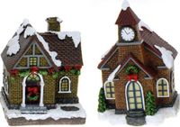 Koopman International 2x Maison de Noël avec éclairage 13 cm