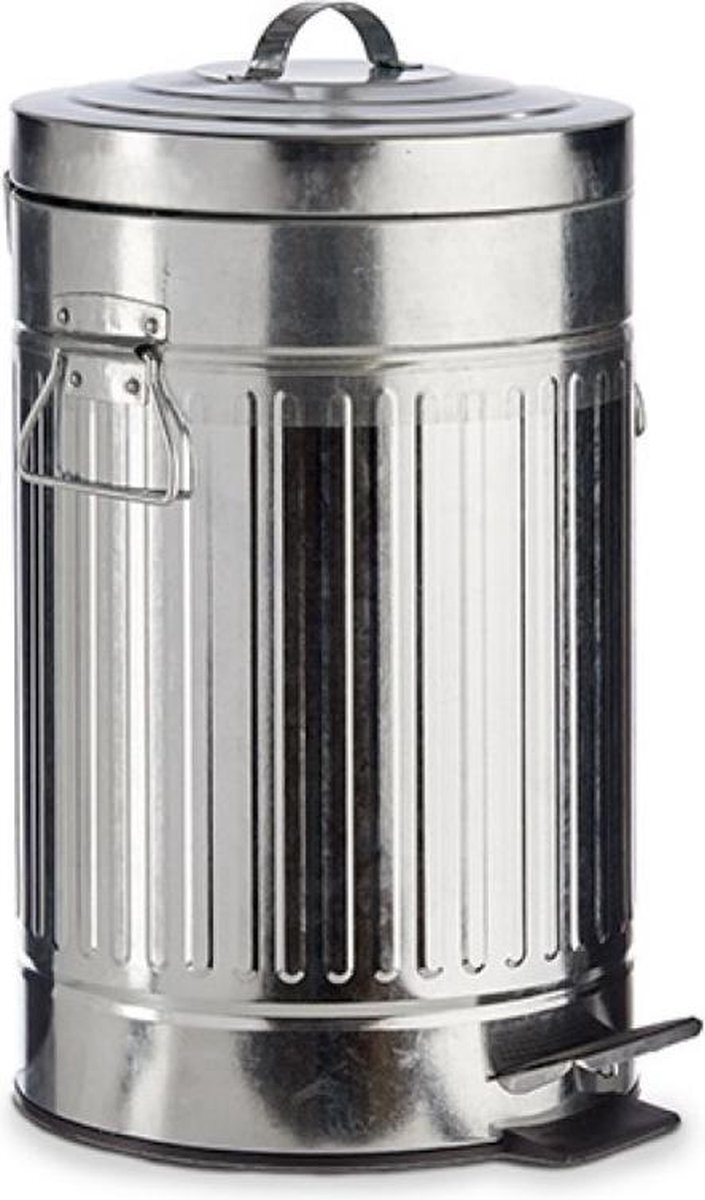 Arte r Vuilnisbak/pedaalemmer zilver 12 liter 45 cm kunststof - Afvalemmers - Prullenbakken
