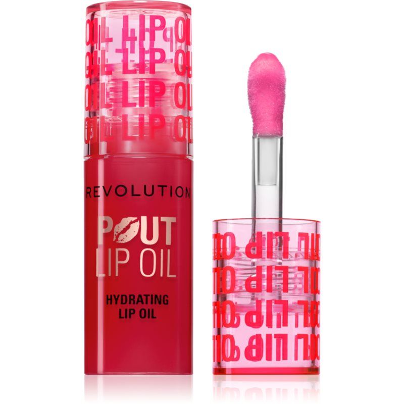 Revolution Pout Lip Oil, Voedende Getinte Lippenolie, Hoge Glans, Niet-Plakkerige Finish, Veganistisch en Dierproefvrij, Cherry Red, 4ml
