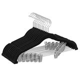 SONGMICS Broekhangers, fluweel, met brug en clips, pak hanger, dun, antislip, ruimtebesparend, 360 ° draaibare haak, voor kostuums, overhemden, jassen, mantels, 42,5 cm, zwart CRF12B