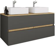VCM 3-tlg. Doppelwaschtisch Cosila mit 2 Keramikbecken – Badschrank mit 2 Softclose-Schubladen, Maße Waschplatz Set: H. 51 x B. 111 x T. 51 cm, Cosila-A